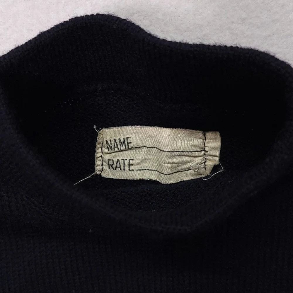 Vintage US Navy Wool Mock Neck Sweater Navy Blue Military Issue Knit 0584